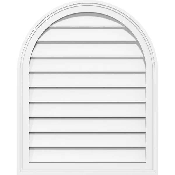 Ekena Millwork GVPRT30X4202SF 30x22W x 42x22H Round Top Surface Mount PVC Gable Vent: Functional, w/ 2x22W x 1-1/2x22P Brickmoul
