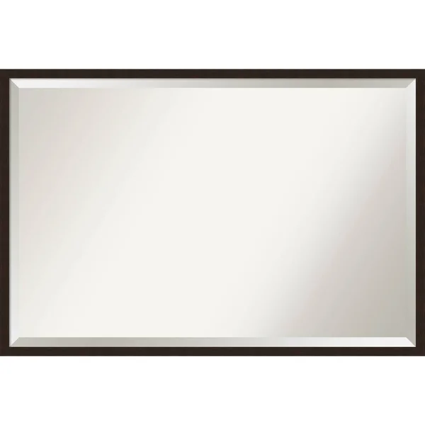 Amanti Art Carlisle 37 in. x 25 in. Rustic Rectangle Framed Espresso Narrow Bathroom Vanity Wall Mirror, Matte Brown