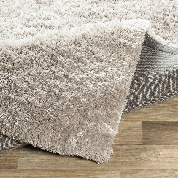 2' x 3' Solid Gray Shag Hand Woven Rectangular Area Throw Rug