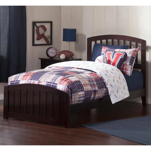 Atlantic Furniture Richmond Twin XL Traditional Bed with Matching Foot Board in Espresso, Brown