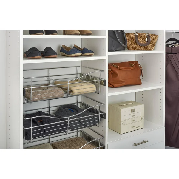 Rev-A-Shelf 24 in. x 11 in. Chrome Closet Pull-Out Basket, Grey