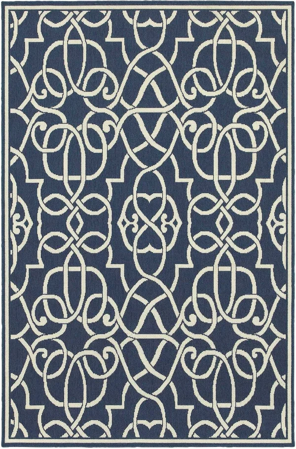 Oriental Weavers Meridian 2205B 5&3x22 x 7&6x22 Navy Area Rug