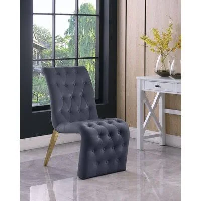 Desroches Tufted Velvet Upholstered Side Chair Rosdorf Park Upholstery Color: Gray
