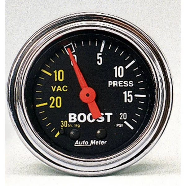 AutoMeter Gauge; VAC/BOOST; 2 1/16in.; 30INHG-20PSI; MECHANICAL; Traditional Chrome