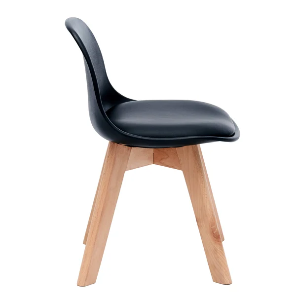 Porthos Home Brynn Kids Chair - Plastic Shell with Seat CUSHION, Beech Wood Legs - Orange