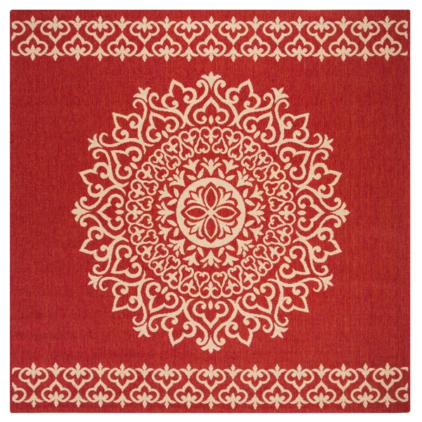 Safavieh 6&-7x22 x 6&-7x22 Square Beach House BHS183Q Red Creme Rug