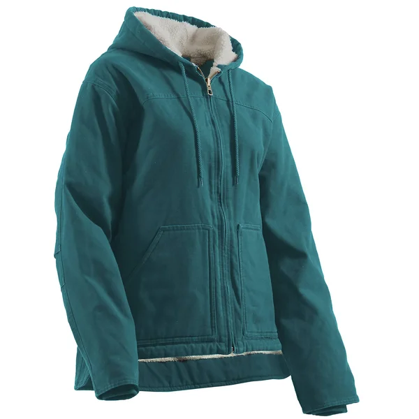 Berne Women's Washed Duck Sherpa-Lined Hooded Coat, Baltic Blue