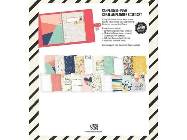 Simple Stories Coral Posh Carpe Diem A5 Planner Boxed Set