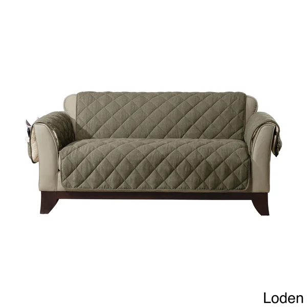 Flannel/Sherpa Loveseat Furniture Cover Loden - Sure Fit