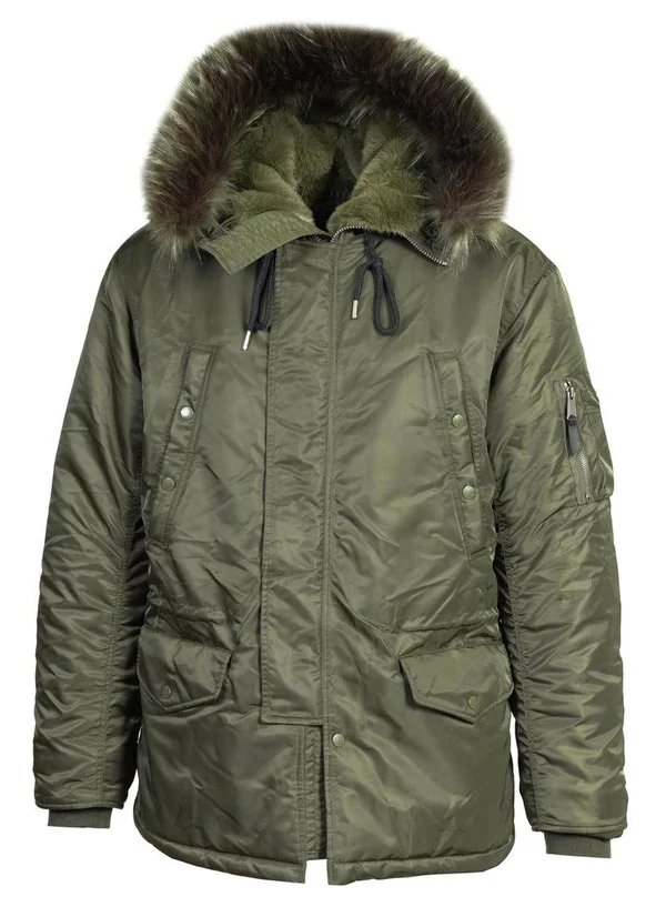 Men's Schott NYC Satin Flight Parka with Removable Faux Fur Lining