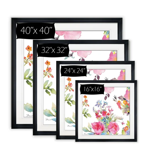 Watercolor Flower Composition I -Framed Giclee Print - 38x38