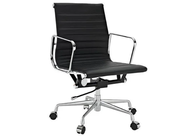 Modern Group Aluminium Chair #CF-035-Low Back Office Chair- Real Leather Executive Chiar Conference Chair-Black