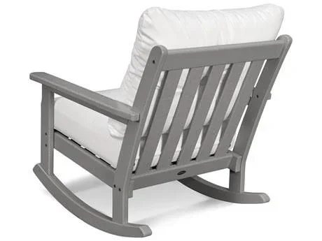 POLYWOOD Vineyard Recycled Plastic Lounge Chair Slate Grey POLYWOOD, Granite Cushion - 190609043932