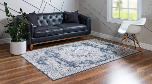 Traditional Chateau Roosevelt Rug 9x12 - Navy Blue