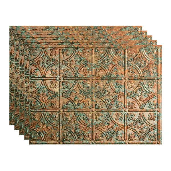 Fasade Traditional Style/Pattern 1 Decorative Vinyl 18in x 24in Backsplash Panel in Copper Fantasy (5 Pack)