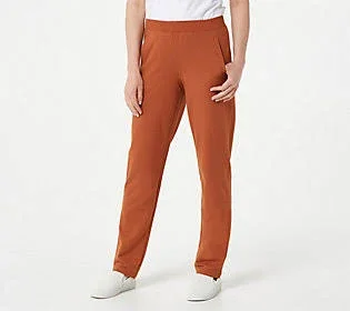 Denim & Co. Active Regular Pull-On Straight Leg Knit Pants, Size 3X, Rust Brown