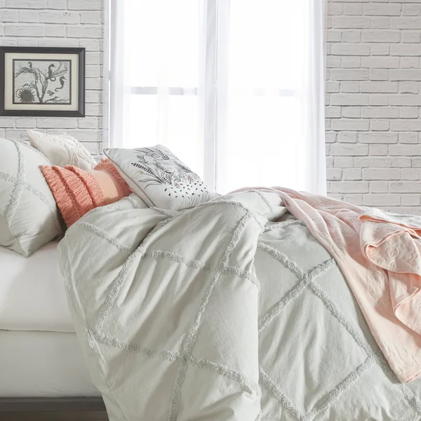 Peri Home Chenille Lattice Duvet Cover White King