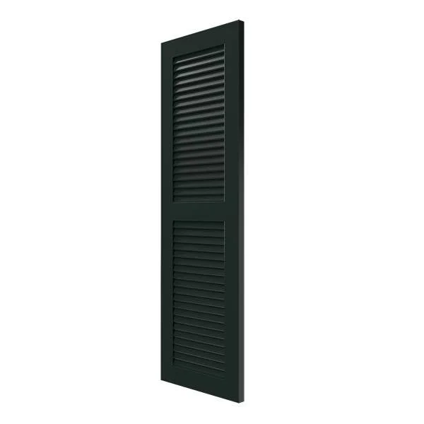 Ekena Millwork CWL18X025DGC 18x22W x 25x22H Exterior Composite Louvered Shutters (Per Pair) - Black Forest Green