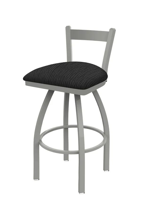 821 Catalina 30 inch Low Back Swivel Bar Stool with Anodized Nickel Finish and Graph Coal Seat