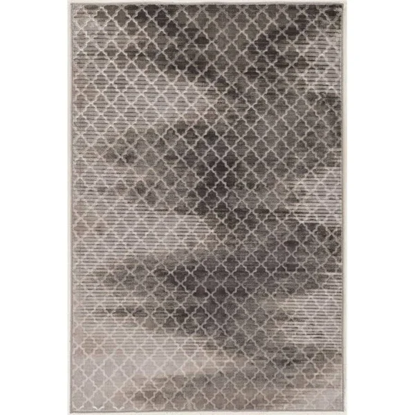Riverbay Furniture 5& x 7&6x22 Zig Zag Rug in Gray and Black