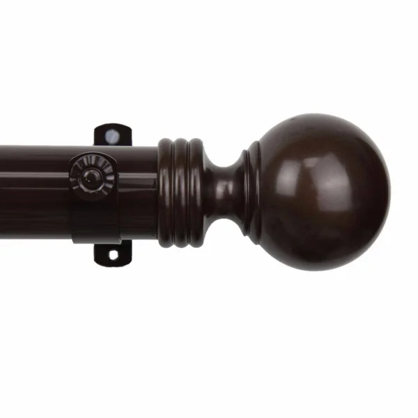 Rod Desyne Sphere 1.5x22 Non Telescoping Curtain Rod - Cocoa - 7 ft