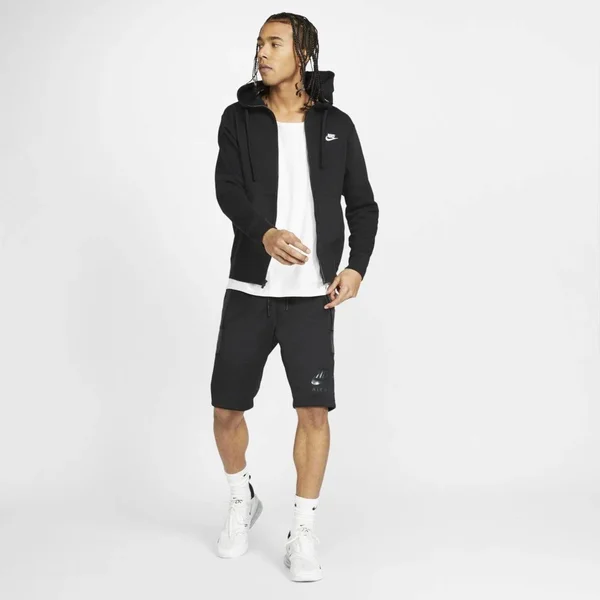 Nike Men's Sportswear Club Fleece Full-Zip Hoodie - Black/Black/White - XL