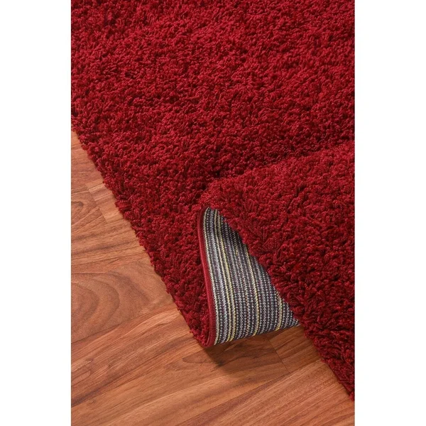 Moon Solid Shag Modern Plush Red Area Rug 5 ft. by 7 ft. - 8& x 10&