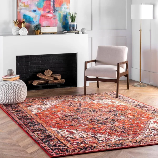 nuLOOM Rugs Indoor/Outdoor Transitional Emblem Patrice Orange 8& 10x22 x 12& Area Rug