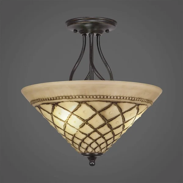 Toltec Lighting 909-DG-718 Capri - Three Light Semi-Flush Mount Dark