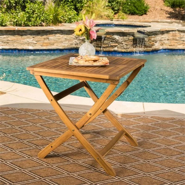 Noble House Positano 3 Piece Outdoor Acacia Wood Bistro Set in Natural