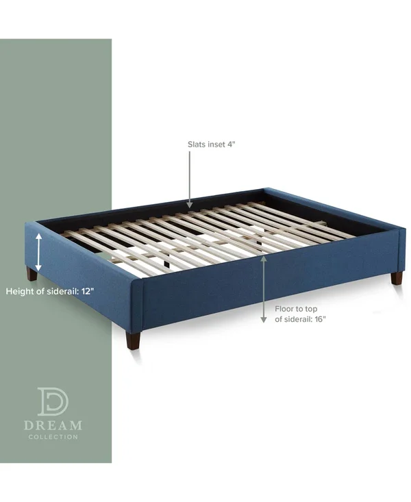 Lucid Upholstered Platform Bed with Slats - Ivory - California King