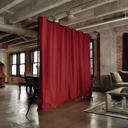 Roomdividersnow Premium Heavyweight Freestanding Room Divider Kit - Red