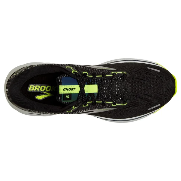 Brooks Ghost 14 Black/Volt Men's Running Shoes, Size: 11.5