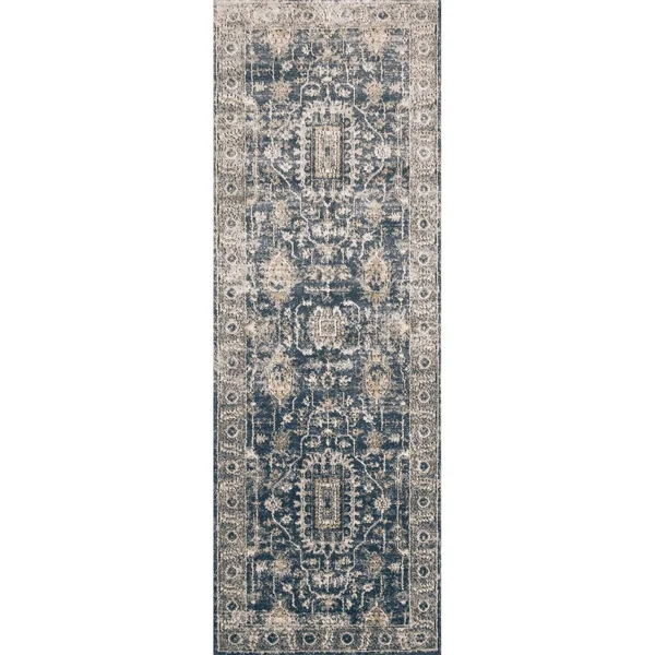 Alexander Home Josefina Ornamental Ironwork Traditional Rug - 5&3x22 x 7&6x22 - Denim - Pebble