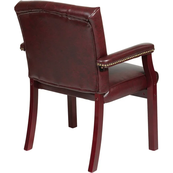 Office Star Traditional Visitors Chair with Padded Arms, Burgundy
