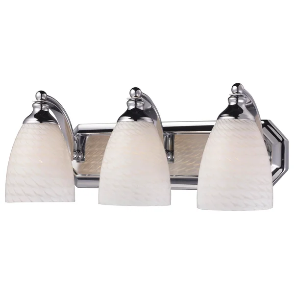 Elk Lighting 570-3C-WS-LED 3 Light Vanity in Polished Chrome and White Swirl Glass