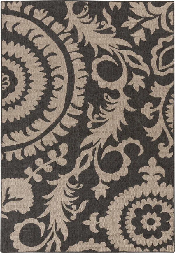 Surya Alfresco ALF-9615 Black Area Rug 5&3x22 x 7&6x22