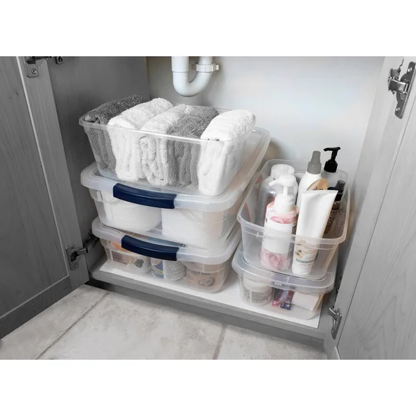 Rubbermaid Cleverstore 95 Quartt Latching Plastic Storage Container & Lid - Clear
