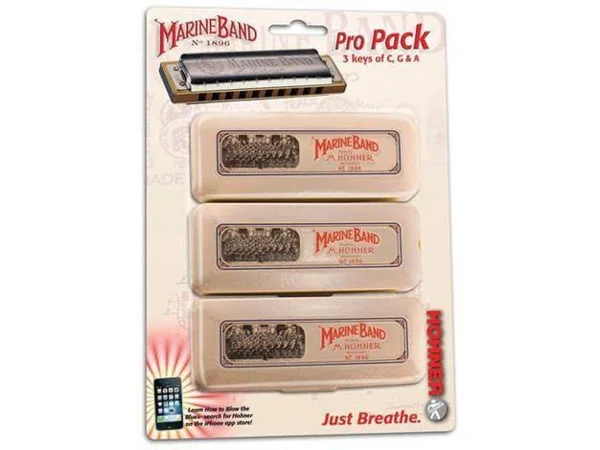 Hohner Marine Band 1896 Pro Harmonica - 3-Pack - Keys C, G and A