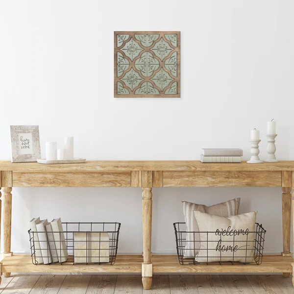 Stratton Home Decor Farmhouse Green Quatrefoil Metal and Wood Square Medallion Wall Decor - Stratton Home D閏or S42553