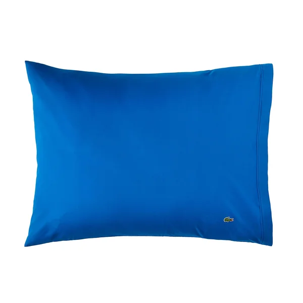 Lacoste 100% Cotton Percale Pillowcase Pair - Standard, Solid, Cobalt