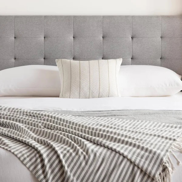 Brookside EmmieSquare Tufted Adjustable Stone Twin/Twin XL Upholstered Headboard - Grey