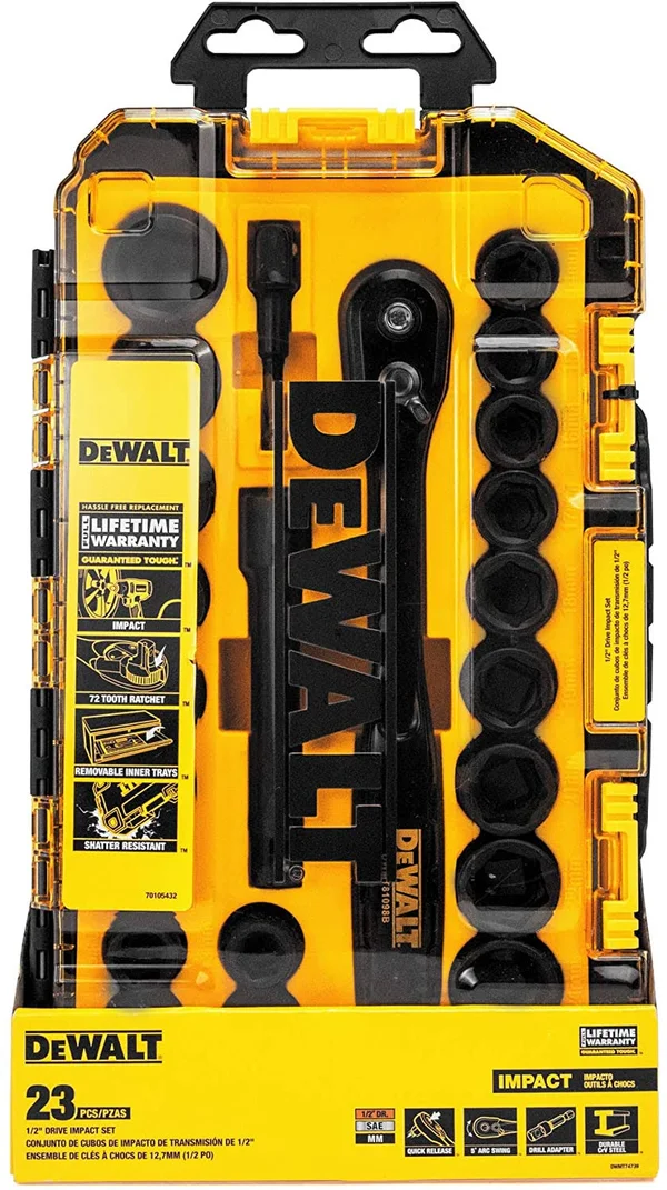 DeWalt DWMT74739 23 Piece 1/2x22 Drive Combination Impact Socket Set