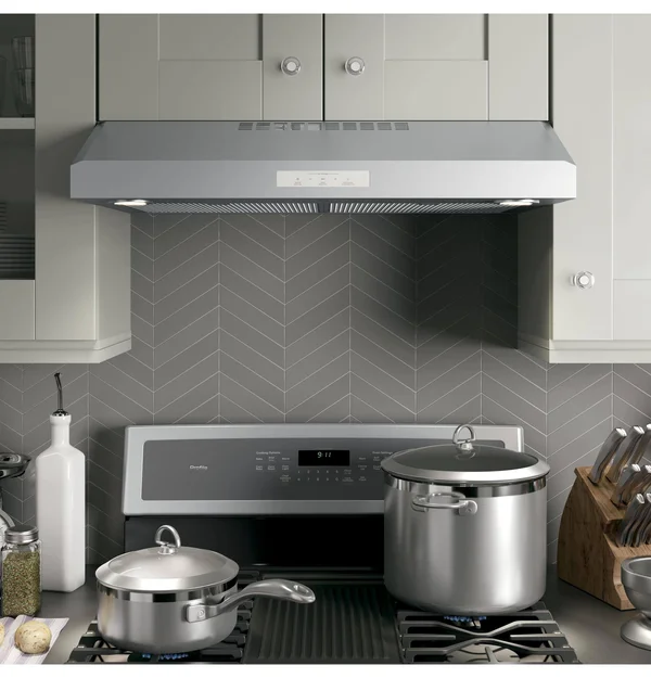 GE Profile Series Under The Cabinet Hood - Silver, 30x22
