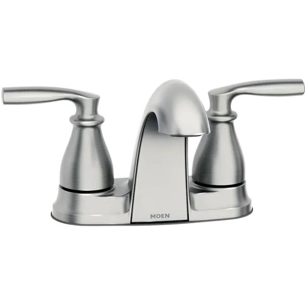 Moen 84532 Hilliard 1.2 GPM Centerset Bathroom Faucet with Pop-Up Drain Assembly Spot Resist Brushed Nickel Faucet Lavatory Doub