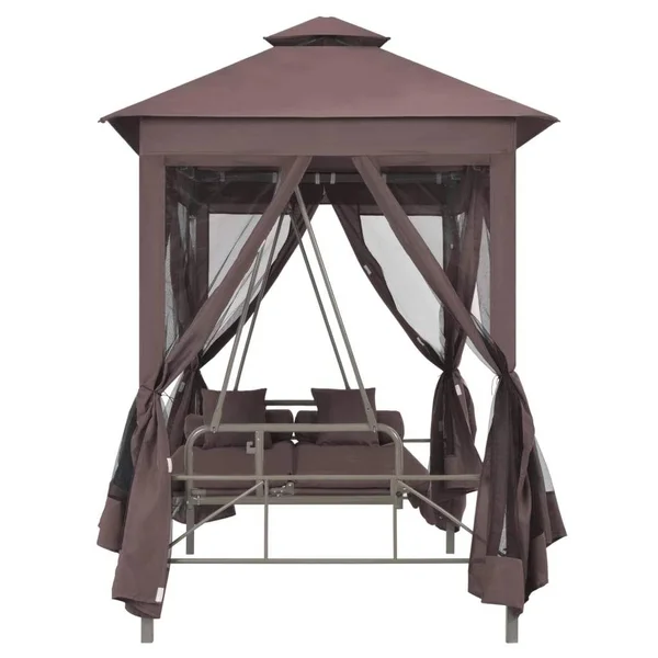 vidaXL Outdoor Convertible Swing Bench with Canopy Anthracite 86.6x22x63x22x94.5x22 Steel, 45073