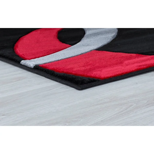MDA Home Miglena Gray/Red Geometric Polypropylene Area Rug - 5&2x22 x 7&5x22