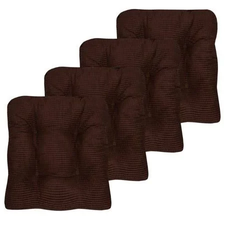 Fluffy Memory Foam 16 inch x 16 inch Non Slip Chair Cushion Pad 4 Pack - Chocolate, Brown