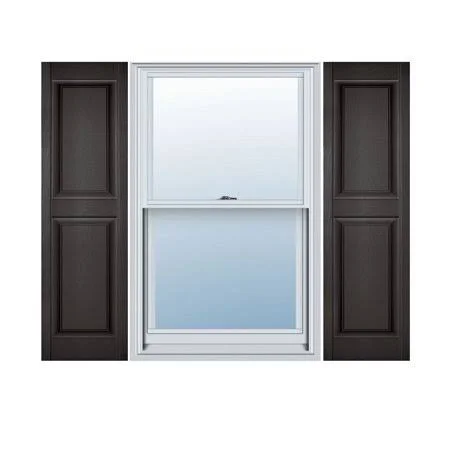 12x22W x 43x22H Lifetime Vinyl, Custom Two Equal Panels, Raised Panel Shutters, w/Shutter-Loks (Per Pair), Musket Brown