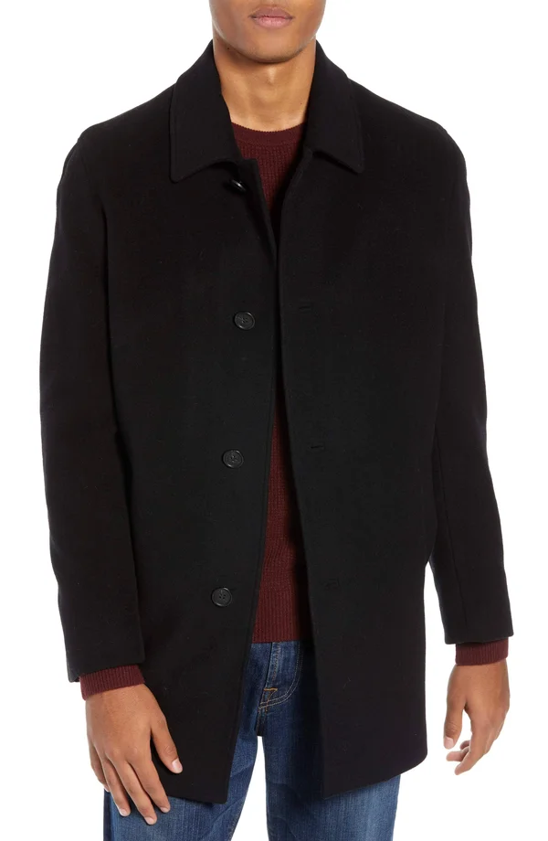 Cole Haan Wool Cashmere Topper Coat - x Large - Black